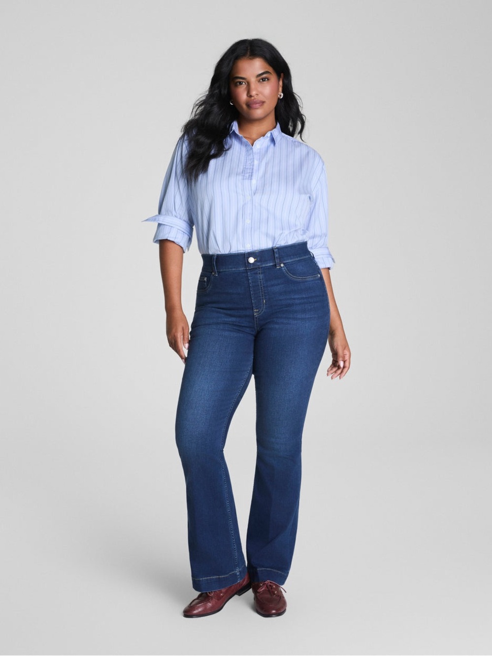SPANXshape EveryWear Pull-On Flare Jeans Dark Wash 2X Tall Tummy Control